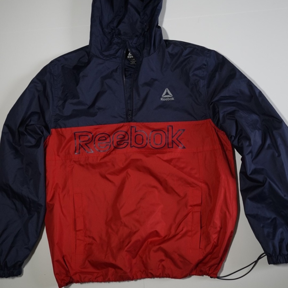 Reebok Men's 1/4 Zip 2-Tone (NAVY/RED) Rain Jacket